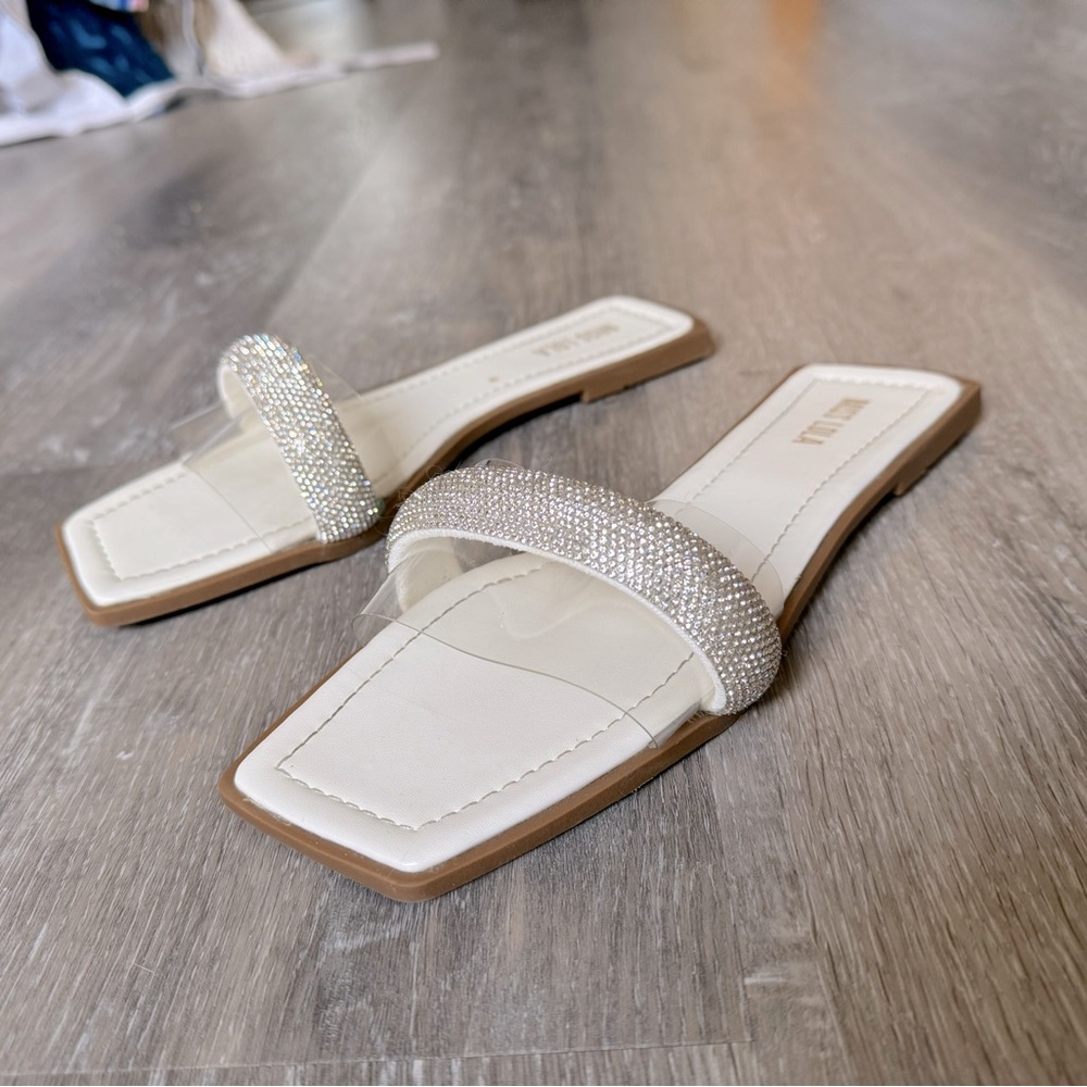 Rhinestone bling sandals slides bridal